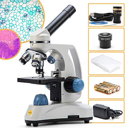 SWIFT Microscope SW150,Compound Student Microscope,40X-1000X,Monocular Head,Coarse & Fine Focusing,Dual Illumination,Cordless-Capable with Eyepiece Camera and Software Windows and Mac Compatible