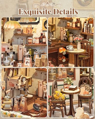 CUTEBEE Book Nook Kit DIY Miniature House Coffee Shop Dollhouse Kit
