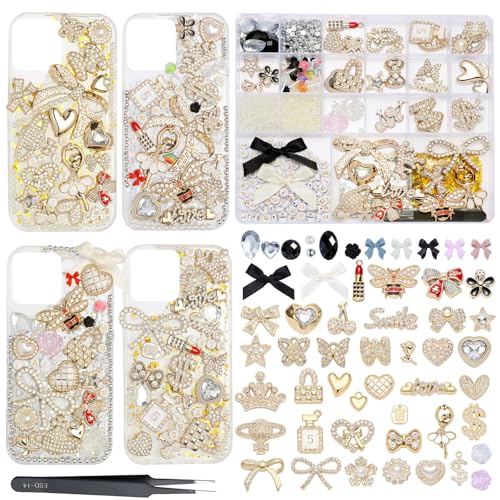 EIiovcnya 2380 Pcs Junk Case Charms Kit - DIY Phone Charms & Nail Art - color: Golden tones