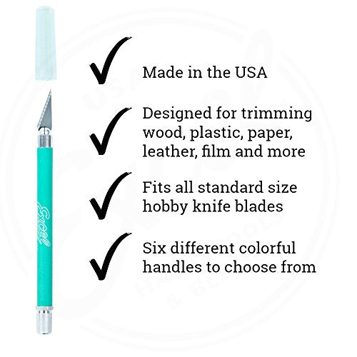 Excel Blades Soft Grip Hobby Knife, K18 with Safety Cap, American Made Light Duty Craft Knife (Green) - color: Green (1)