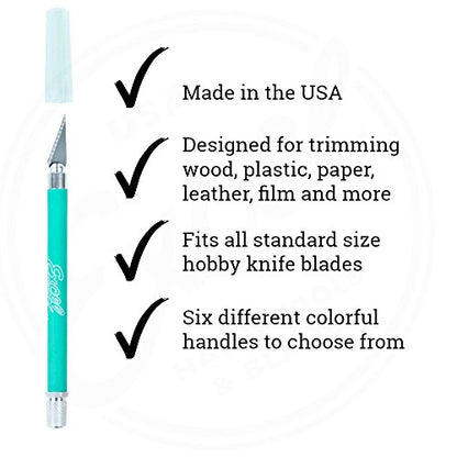 Excel Blades Soft Grip Hobby Knife, K18 with Safety Cap, American Made Light Duty Craft Knife (Green) - color: Green (1)