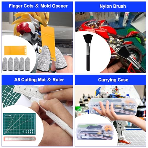 Gundam Tool Kit, 170 Pcs Professional Model Tool Kit for Gundam, Model Kit Tools with Decals Sticker Operated Box, Gunpla Tool Kits for Adults, Model Building Tools Hobby Tools for Repairing Painting - color: 170pcs