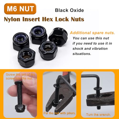 weideer 30pcs M6 x 25mm Nuts and Bolts Kit, Stainless Steel 18-8 (304) Flat Head Hex Socket Cap Furniture Bolts,Nylon Insert Hex Lock Nuts with Hex Spanner - size: M6x25mm, style: Flat Head Hex
