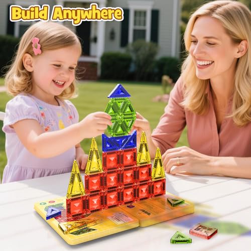 40PCS Magnetic Tiles Travel Storage Diamond Blocks 10% Thicker 3+ - size: 40 PCS