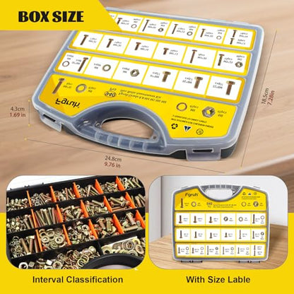 940PCS M4 M5 M6 M8 Metric Hex Bolts Assortment Kit,Lenght 12mm-30mm - size: M4 M5 M6 M8 940pcs