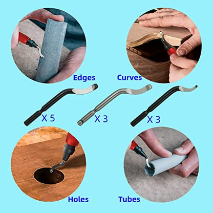 VASTOOLS Deburring Tool Kit,10Pcs Needle File,Metal Handle Deburring Tool for Metal Resin 3D Plastic Copper Aluminum Pipes Tube Hole with Extra 10pc Multiuse Blades Removing Burr - style: Deburr w/10 Files