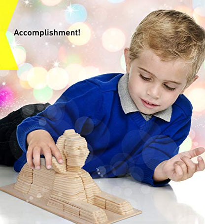 Puzzled 3D Puzzle Sphinx Wood Craft Construction Model Kit, Unique, Fun and Educational DIY Wooden Toy Assemble Model Unfinished Crafting Hobby Puzzle to Build and Paint for Decoration 161 Pieces Pack