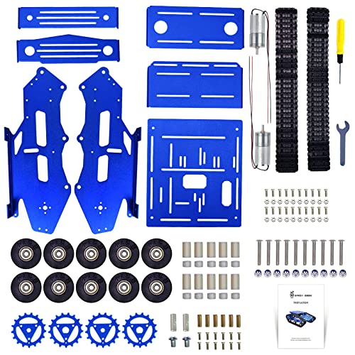 Smart Robot Car Chassis Kit Aluminum Alloy Big Tank Chassis with 2WD Motors for Jetson Nano/Raspberry Pi/Arduino DIY STEM Education Projects and ROS Research (Blue, with DC Motor) - color: Blue
