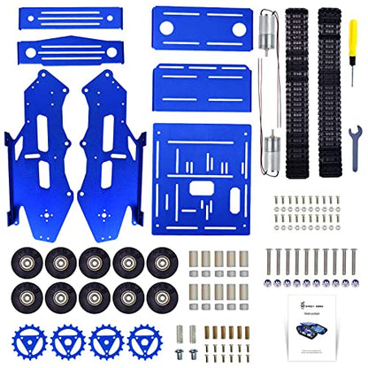 Smart Robot Car Chassis Kit Aluminum Alloy Big Tank Chassis with 2WD Motors for Jetson Nano/Raspberry Pi/Arduino DIY STEM Education Projects and ROS Research (Blue, with DC Motor) - color: Blue