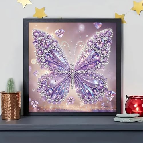 5D Diamond Painting Kits for Adults,Purple Butterfly Diamond Art Kits - color: SH128