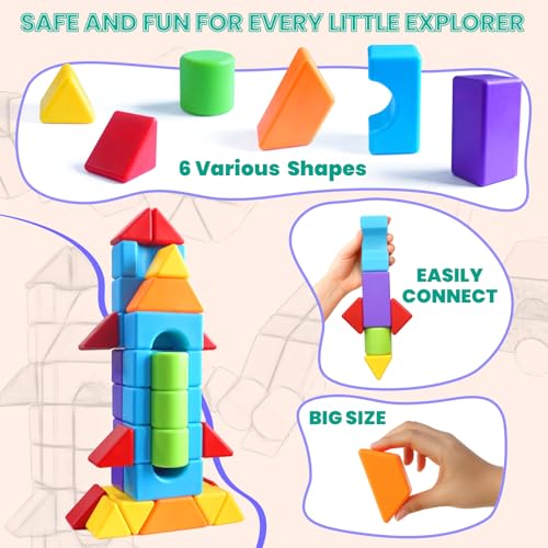 Large 3D Shape Magnetic Building Blocks, 36PCS, 1.65 Inch for Kids Ages 4+ - color: 36 Pieces