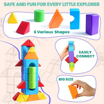 Large 3D Shape Magnetic Building Blocks, 36PCS, 1.65 Inch for Kids Ages 4+ - color: 36 Pieces