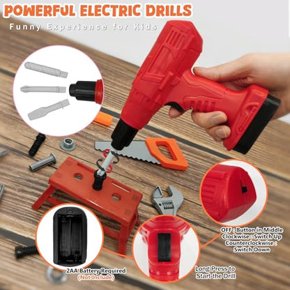 Kids Tool Set Toddler Tool Box Kit Construction Toys for Ages 3-5 - color: Orange-01