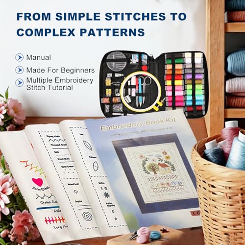 Embroidery Stitch Book Kit for Beginners, 106 Patterns with Tools Tutorials