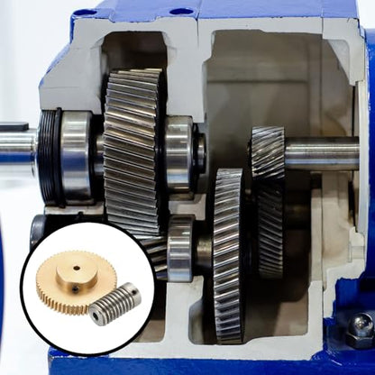 uxcell Worm Gear Set 60T 0.8 Module 1:60 Reduction Rate, Right Rotation Drive Gear Box Wheel Reduce Transmission Part (Brass Gear-4mm Bore, 1045 Steel Rod 5mm Bore) - size: Gear-4mm, Rod-5mm Bore, style: 0.8M-60T