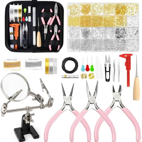 Jewelry Making Supplies Kits Repair Tools for Adults with jewelry findings - color: Pink