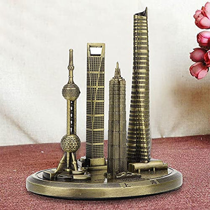 Architecture Shanghai Building Kit Oriental Pearl Tower Global Model Oriental Pearl Tower Global Financial Center Model Shanghai Building Collection(Bronze-Small)