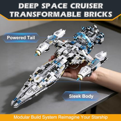 STEM Space Building Toys for Kids Ages 8-12 with Remote & APP Control, Technic Coding Spaceship & Robotic Toys for 8-14 Year Old Boys Girls, Buildable 2 in1 Models with 1468 PCS