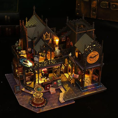 Fifijoy DIY Miniature Dollhouse Kit, Holo Magic City DIY Miniature House kit Wooden Dollhouse Kit, DIY Mini House kit for Adults to Build - color: Holo Magic City