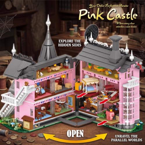 Pink Palace Castle Halloween Haunted Building Block, 2826 PCS for Adult - color: Pink Palace