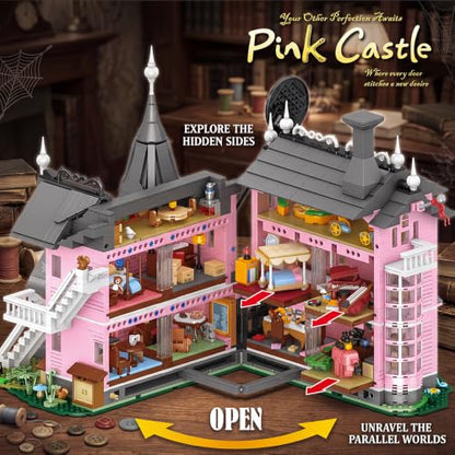 Pink Palace Castle Halloween Haunted Building Block, 2826 PCS for Adult - color: Pink Palace