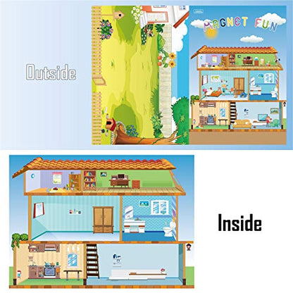 Magnetic Portable Playboard Doll House Family Magnets Learning Travel Toy (65 Pcs) - style: DOLL HOUSE