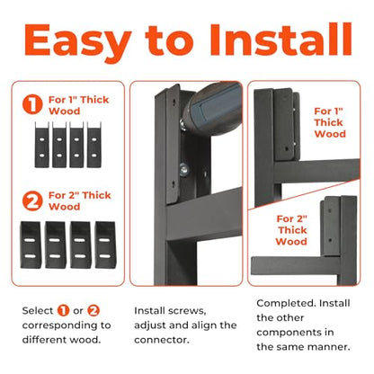 2Pcs Adjustable Heavy Duty DIY Metal Fence Gate Kit - color: Black-2Pack 36-72" Wide