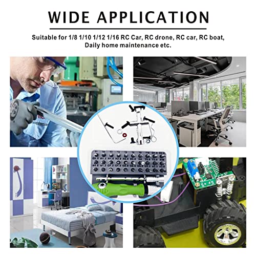RC car Tool kit,634 Pcs RC Screw Kit,360 Degree Rotation Liftable Repair Workbench,32-in-1 Screwdriver-for 1/16 1/12 1/10 1/8 All Kinds of Remote Control Trucks, Cars, Trains, Planes, etc - color: Blue