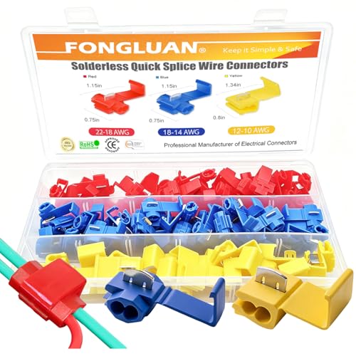 125pcs Solderless Quick Splice Wire Connectors,22-10 Gauge Lock Snap Electrical Wire Crimp Terminals Connector Assortment Set