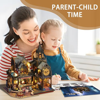 Flever Dollhouse Miniature DIY House Kit Creative Room with Furniture for Romantic Artwork Gift (Holo Magic City II) - color: Holo Magic City II
