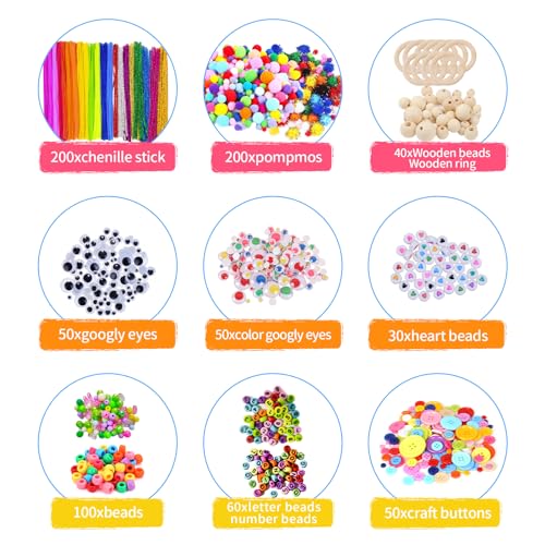 Itopstar 3000+ Kids Arts & Crafts Supplies for Girls - Ultimate Crafting Set in Portable 3-Layered Plastic Art Box - All-in-One DIY Art Supplies for Girls 8-12 - color: dark-pink3000pcs
