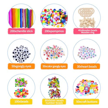 Itopstar 3000+ Kids Arts & Crafts Supplies for Girls - Ultimate Crafting Set in Portable 3-Layered Plastic Art Box - All-in-One DIY Art Supplies for Girls 8-12 - color: dark-pink3000pcs