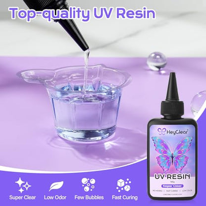 HeyClear 300g UV Resin Molds Kit with Light for Jewelry Making, Keychains - size: 300g