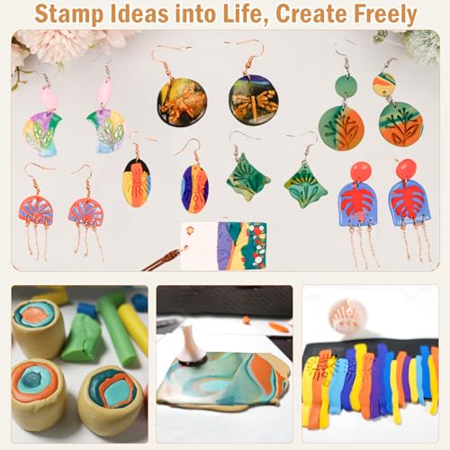 30 Pcs Polymer Clay Stamps Set, Boho Mandala Floral Leaf Patterns
