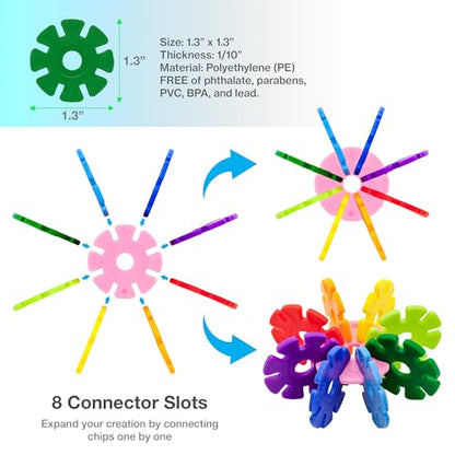 PicassoTiles Building Chip Interlocking Disc Construction Blocks in Green Color STEM Learning Early Education Toy Engineering Playset Child Brain Development for Toddlers Girls Boys Kids Age 3+ PTF108 - color: Grn