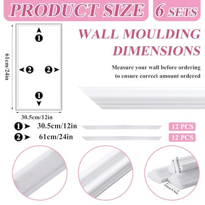 Colingmill Accent Wall Molding Kit Premade Panel,6set,12x24in - size: 12x24in