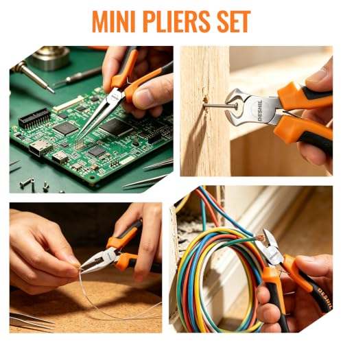 DESHIL 6pcs Mini Pliers Set for Making Crafts, Repairing Electronic and DIY
