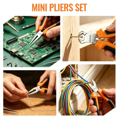 DESHIL 6pcs Mini Pliers Set for Making Crafts, Repairing Electronic and DIY