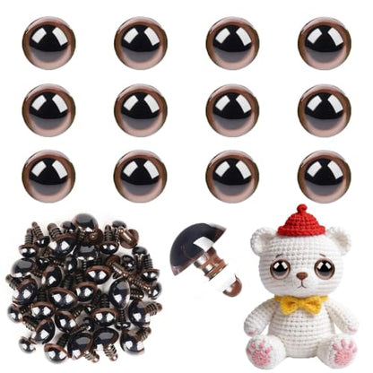 MUCUNNIA 24pcs 40mm Brown Safety Eyes for Crocheting with Washers - size: 40mm