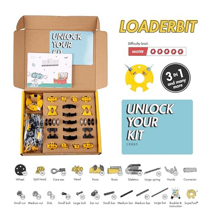 The Off Bits Build Your Own Excavator Toy, 150+ Pcs Vehicle Construction Toys, LoaderBit Educational Stem Building Toys, STEAM Gift for Kids, Engineering Kit for Kids 8 9 10 11 12 Years Old - style: LoaderBit