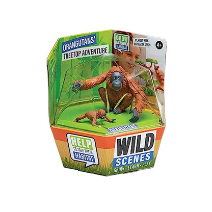 Wild Scenes Orangutans' Treetop Adventure - Grow & Play Kit Environmentally Friendly Wildlife Conservation Toy - Animal Playset for Kids Ages 4 and Up - style: Orangutans' Treetop
