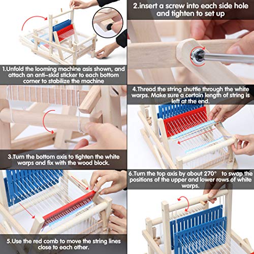 LAVIEVERT Wooden Multi-Craft Weaving Loom DIY Hand-Knitting Weaving Machine Intellectual Toys for Kids