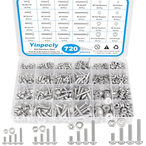 720Pcs #4-40#6-32#8-32#10-24 Machine Screw Assortment Kit - size: #4-40 #6-32 #8-32 #10-24