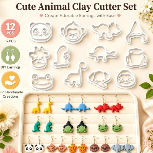12pcs Jungle Dino Animal Clay Cutters - color: Animal-2026