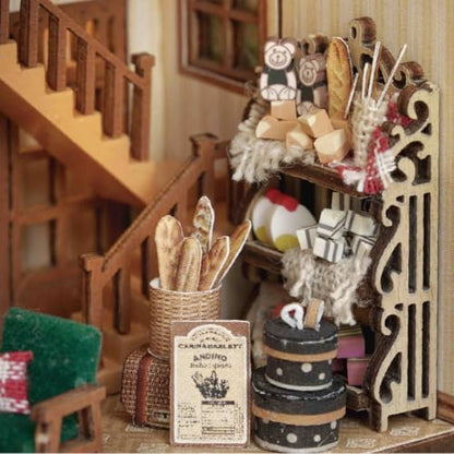 DIY Miniature Dollhouse Kits - Wooden Mini Model House with LED Lights, Tiny Furniture & Accessories – Craft Building Kits for Teens & Adults (Bagel Time) – Birthday Valentine's Gift - style: Bagel Time