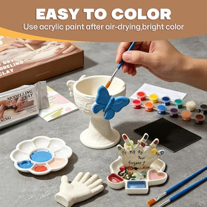 Air Dry Clay Kit for Adults, Complete Pottery Set for Beginners with Tools, Handmade Art Gifts for Women Men