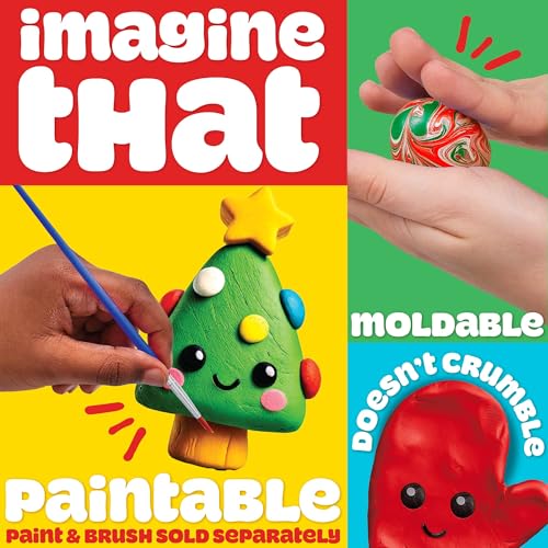 Play-Doh Air Dry Clay, 3-Pack Christmas Bundle, 1 Green Bubblegum, 1 Red Peppermint, 1 Blue Cotton Candy, Stocking Stuffers, Goodie Bag Stuffers, Art Supplies, Arts and Crafts for Kids, Kids Crafts - color: Christmas