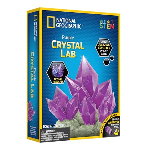 NATIONAL GEOGRAPHIC Purple Crystal Growing Lab - DIY Crystal Creation - Includes Real Amethyst Crystal Specimen - color: Purple