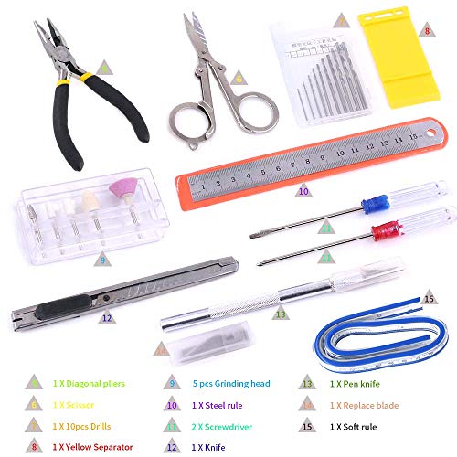 Swpeet 87Pcs Kit Compatible for Gundam Modeler Basic Tools and Compatible for Gundam Model Tools Kit Perfect for Model Kit Building Beginner Hobby Model Assemble Building with Duty Plastic Container