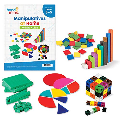 hand2mind - 93539 Take Home Math Manipulatives Kit for Kids, with Snap Cubes, Base Ten Blocks, Cuisenaire Rods, Angle Circles, and Color Tiles, Kindergarten Homeschool Supplies (293 Pieces) - style: Plastic and foam, Ages 8-10